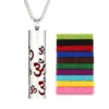 Stainless Steel Hollow Vertical Bar Air Freshener Perfume Oil Diffuser Locket Charm Jewelry Pendant Necklace For Women Men Teen