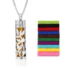 Stainless Steel Hollow Vertical Bar Air Freshener Perfume Oil Diffuser Locket Charm Jewelry Pendant Necklace For Women Men Teen