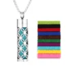 Stainless Steel Hollow Vertical Bar Air Freshener Perfume Oil Diffuser Locket Charm Jewelry Pendant Necklace For Women Men Teen