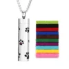 Stainless Steel Hollow Vertical Bar Air Freshener Perfume Oil Diffuser Locket Charm Jewelry Pendant Necklace For Women Men Teen
