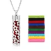 Stainless Steel Hollow Vertical Bar Air Freshener Perfume Oil Diffuser Locket Charm Jewelry Pendant Necklace For Women Men Teen