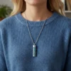 Stainless Steel Hollow Vertical Bar Air Freshener Perfume Oil Diffuser Locket Charm Jewelry Pendant Necklace For Women Men Teen