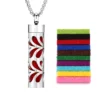 Stainless Steel Hollow Vertical Bar Air Freshener Perfume Oil Diffuser Locket Charm Jewelry Pendant Necklace For Women Men Teen