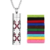 Stainless Steel Hollow Vertical Bar Air Freshener Perfume Oil Diffuser Locket Charm Jewelry Pendant Necklace For Women Men Teen