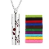 Stainless Steel Hollow Vertical Bar Air Freshener Perfume Oil Diffuser Locket Charm Jewelry Pendant Necklace For Women Men Teen