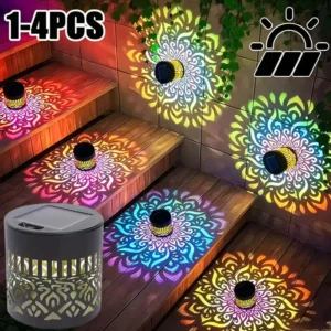 1/4pcs Solar Sunflower Mandala Wall Lantern Outdoor Waterproof Decorative Light for Garden Fence Patio Pathway Night
