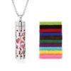 Stainless Steel Hollow Vertical Bar Air Freshener Perfume Oil Diffuser Locket Charm Jewelry Pendant Necklace For Women Men Teen