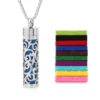 Stainless Steel Hollow Vertical Bar Air Freshener Perfume Oil Diffuser Locket Charm Jewelry Pendant Necklace For Women Men Teen