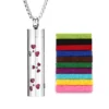 Stainless Steel Hollow Vertical Bar Air Freshener Perfume Oil Diffuser Locket Charm Jewelry Pendant Necklace For Women Men Teen