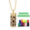 New Aromatherapy Anxiety Necklace Openable Cylinder Essential Oil Diffuser Stainless Steel Pendant Perfume Locket Golden Jewelry