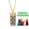 New Aromatherapy Anxiety Necklace Openable Cylinder Essential Oil Diffuser Stainless Steel Pendant Perfume Locket Golden Jewelry
