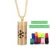 New Aromatherapy Anxiety Necklace Openable Cylinder Essential Oil Diffuser Stainless Steel Pendant Perfume Locket Golden Jewelry