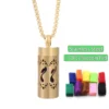 New Aromatherapy Anxiety Necklace Openable Cylinder Essential Oil Diffuser Stainless Steel Pendant Perfume Locket Golden Jewelry