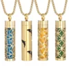 Golden Aromatherapy Necklace Diffuser Pendant Stainless Steel Locket Aroma Perfume Oils Essential Oil Diffuser Pendant Necklace