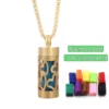 New Aromatherapy Anxiety Necklace Openable Cylinder Essential Oil Diffuser Stainless Steel Pendant Perfume Locket Golden Jewelry
