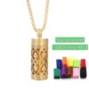 New Aromatherapy Anxiety Necklace Openable Cylinder Essential Oil Diffuser Stainless Steel Pendant Perfume Locket Golden Jewelry