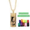 New Aromatherapy Anxiety Necklace Openable Cylinder Essential Oil Diffuser Stainless Steel Pendant Perfume Locket Golden Jewelry