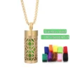 New Aromatherapy Anxiety Necklace Openable Cylinder Essential Oil Diffuser Stainless Steel Pendant Perfume Locket Golden Jewelry