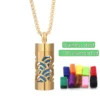 New Aromatherapy Anxiety Necklace Openable Cylinder Essential Oil Diffuser Stainless Steel Pendant Perfume Locket Golden Jewelry
