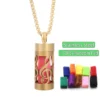 New Aromatherapy Anxiety Necklace Openable Cylinder Essential Oil Diffuser Stainless Steel Pendant Perfume Locket Golden Jewelry