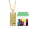 New Aromatherapy Anxiety Necklace Openable Cylinder Essential Oil Diffuser Stainless Steel Pendant Perfume Locket Golden Jewelry